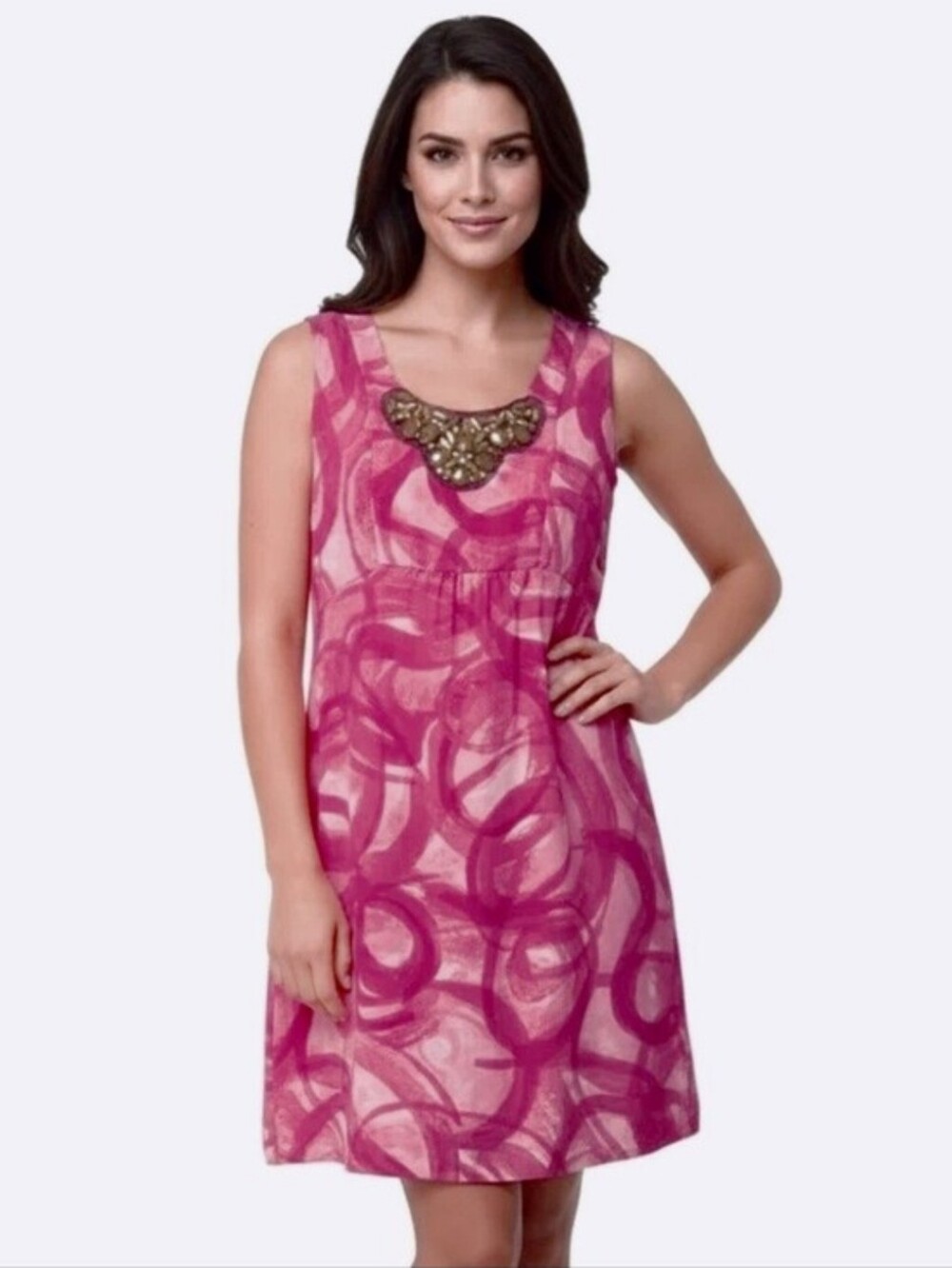 NWT Chiffon Sleeveless Shift Dress (Fuschia) - Vera Wang Simply Vera